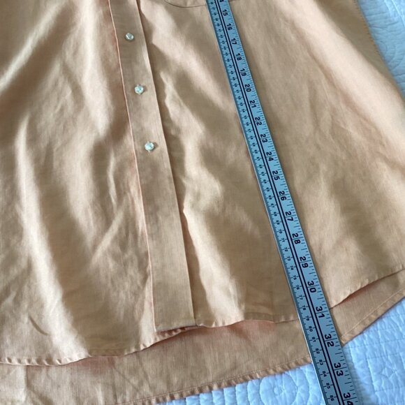Jos. A. Bank 100% Linen Men’s size L orange button front Shirt loose fitting - Picture 6 of 8